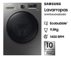 Lavarropas Automático Inverter Samsung Carga Frontal 9.5kg 1400rpm Silver Ww95aa046bxubg Gris