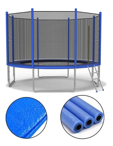 Cama Elastica Tm Con Red Proteccion Y Escalera Hierro 305 Cm Negro