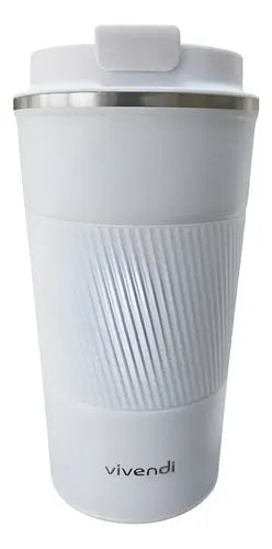 Vaso Termico Promo Frio Calor Con Tapa Acero Inox Vivendi Blanco Lisa