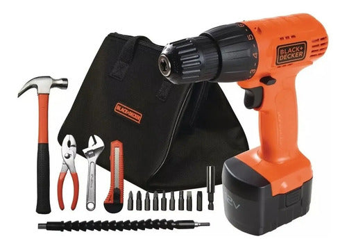 Kit De Taladro Atornillador Inalambrico Black Decker Cd121ka Naranja Claro 50