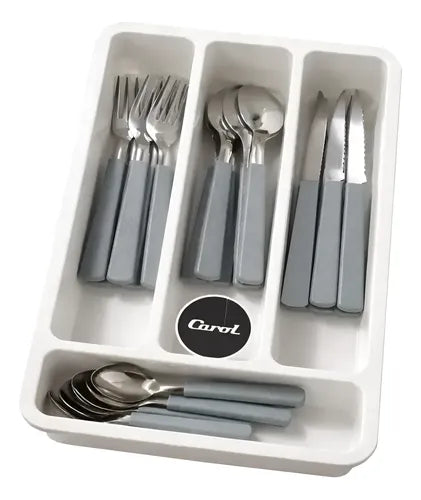 Juego De Cubiertos De 24 Pzs Cubiertera Carol Gris
