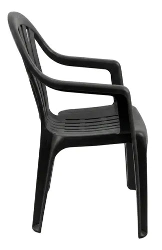 4 Sillas Plasticas Apilables H:100k Interiores Exteriores Tm Negro Lisa