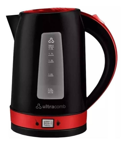 Pava Jarra Electrica Ultracomb Pe4907 F/ Mate 2lts Tio Musa Negro/rojo