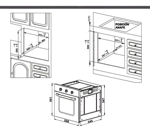 Horno Eléctrico Florencia 7857f 63l Empotrable Color Negro
