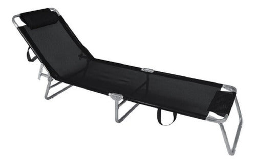Reposera Cama Plegable Reclinado Aluminio Botafogo Negra Cts Negro