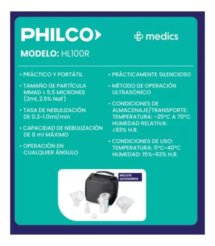 Nebulizador Compacto Ultrasonico Portatil Philco Hl100r Mesh Blanco