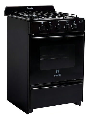 Cocina Master Classic Color Negro Con Puerta Con Visor Gas Natural Escorial