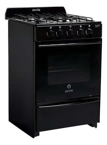 Cocina Master Classic Color Negro Con Puerta Con Visor Gas Natural Escorial