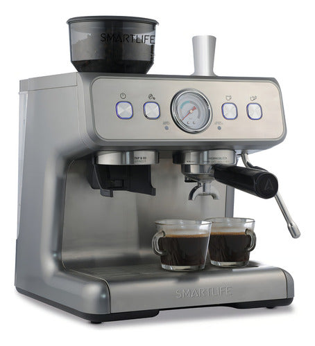 Cafetera Expresso Con Molinillo Smartlife Ecg5020 15 Bares Gris