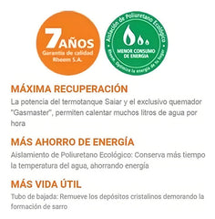 Termotanque A Gas Saiar 150l Multigas Con Protección Anticorrosiva Y Válvula De Seguridad
