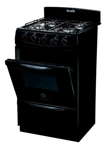 Cocina Escorial Palace Cristal Black 4 Hornallas Gas Natural Negra Negro