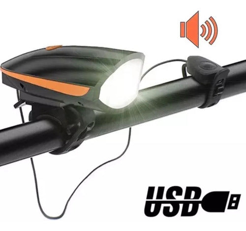 Luz Led Frontal Para Bicicleta Recargable 250 Lumens Naranja Naranja