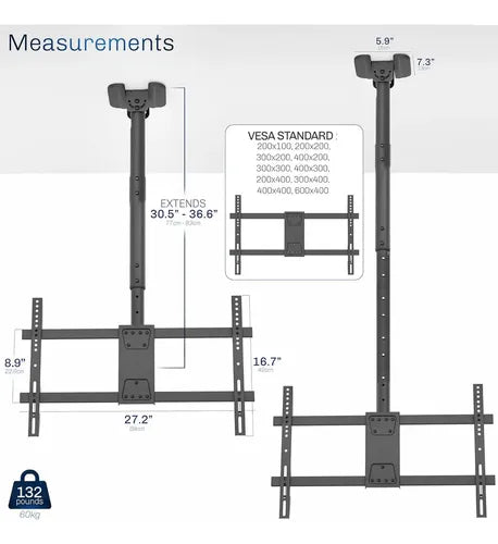 Soporte De Techo Telescopico Onebox Ob-cdim90 De 43 A 90