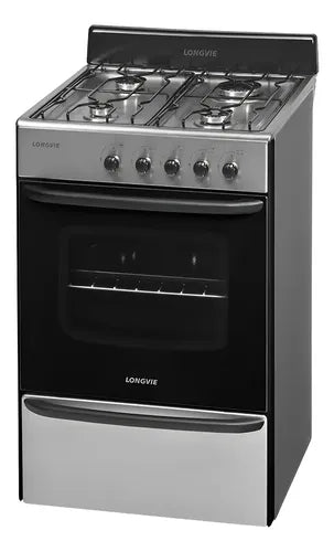 Cocina A Gas Longvie 12231x 56cm Inox Cajón Parrilla Acero Inoxidable