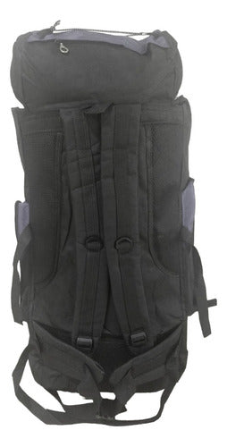 Mochila Para Camping Trekking Outdoor Tm Negra De 90lts Color Negro Diseño De La Tela Liso