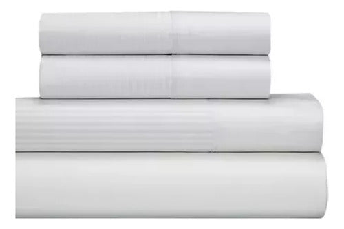 Juego Sabanas Cannon Queen Blanca Raya Algodon 2plazas 1/2 C Blanco Rayas