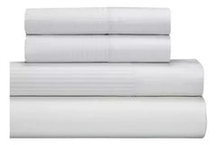 Juego Sabanas Cannon Queen Blanca Raya Algodon 2plazas 1/2 C Blanco Rayas