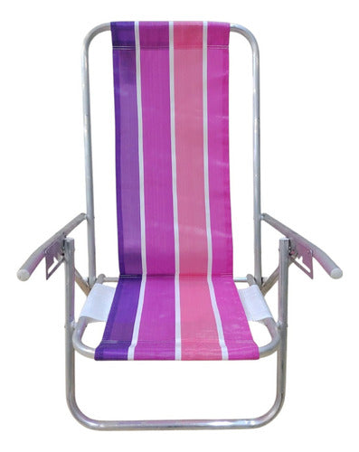 Reposera Playa Camping Aluminio Botafogo Violeta Rayada 5 P Violeta