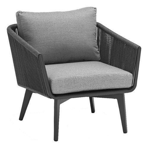 Juego Sillones Living Jardin Exterior Diva Aluminio Tio Musa Color Gris