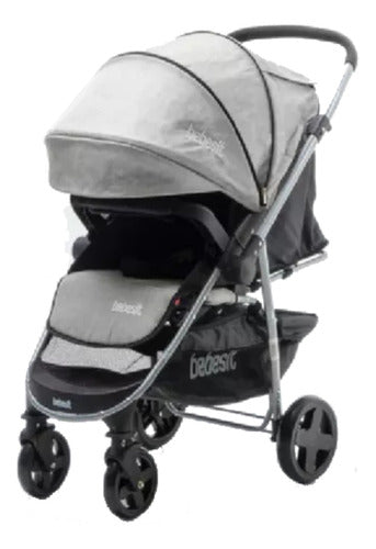 Coche De Paseo Bebesit 1390-e Gris Con Manillar Rebatible Gris Plateado