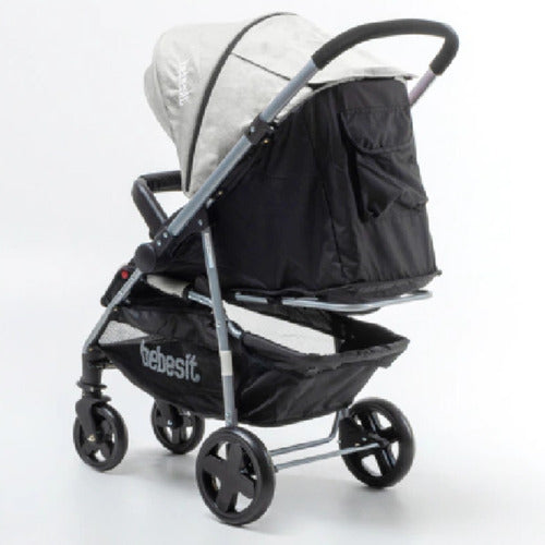 Coche De Paseo Bebesit 1390-e Gris Con Manillar Rebatible Gris Plateado