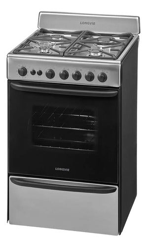 Cocina A Gas Longvie 13501xf 56cm Inox Cajón Parrilla Color Acero Inoxidable
