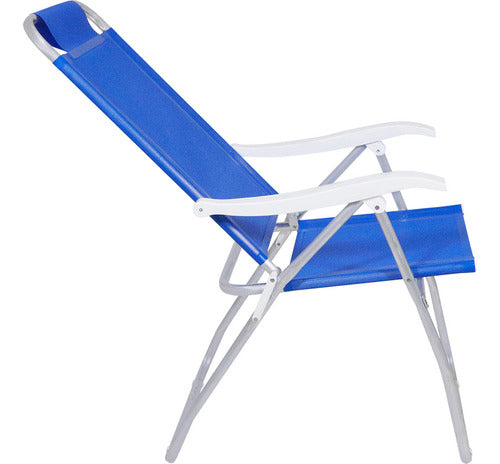 Reposera De 4 Posiciones Bel Aluminio Poliester Pvc Azul Azul