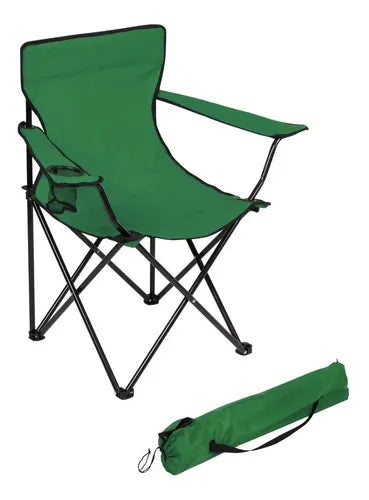Sillon Director Plegable Reforzado De Acero Porta Vasos Verde