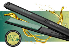 Planchita De Pelo Gama Elegance Essentian Oils Matcha Led Con Regulador Negro