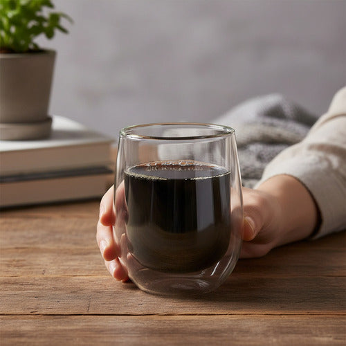 Vaso De Vidrio Con Doble Pared 2 Unidades Carol 200cc Transparente
