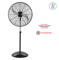 Ventilador Pie Industrial 2 Aspas Liliana Vpi32cb 280w Cts 81.28 Cm Metal