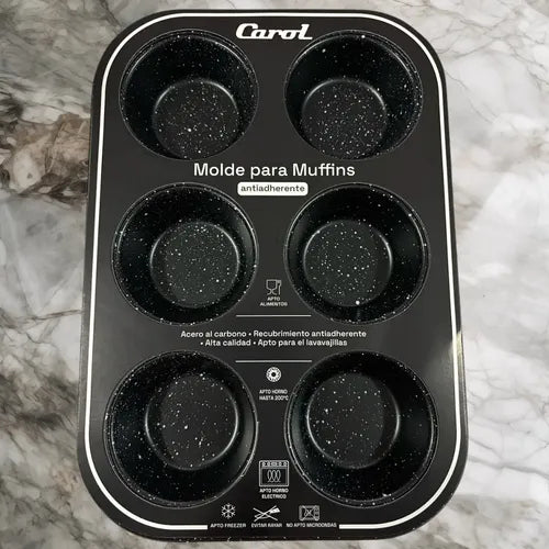 Molde Para Muffin Carol Antiadherente 6 Cavidades Color Negro