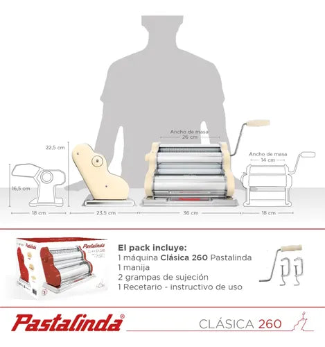 Fabrica De Pastas Pastalinda Clasica 260 Original Fideo Masa Beige