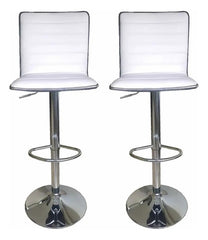 Pack De 2 Banquetas Giratorias Y Altura Ajustable Con Respaldo De Ecocuero Blanco Para Barra O Cocina Vivendi