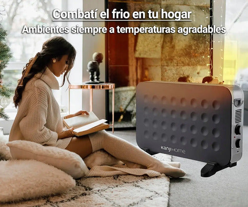 Calefactor Eléctrico Convector Con Termostato 2000w Color Negro Kanji-home Kjh-ch121