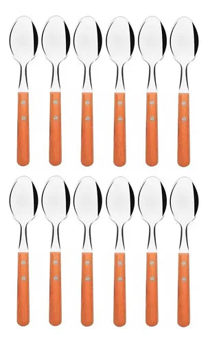 Set X12 Cuchara De Mesa Acero Inoxidable Tramontina Dynamic Madera