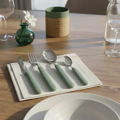 Juego De Cubiertos Carol X 24 Acero Inox + Cilindro Areia Verde Areia