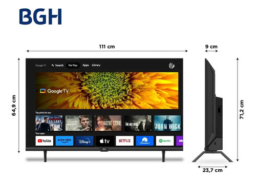 Smart Tv De 50  Bgh Google Tv B5023us6g Con Pantalla Led 4k