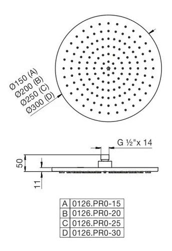 Griferia Ducha Articulada Fv 0126.pr0-15-cr De 150mm Cromo