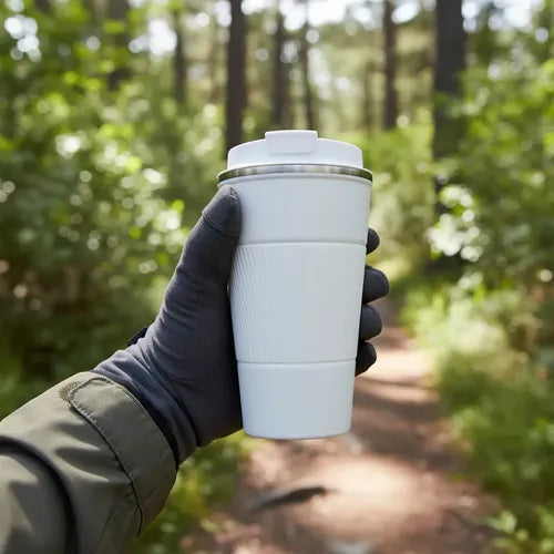 Vaso Termico Promo Frio Calor Con Tapa Acero Inox Vivendi Blanco Lisa