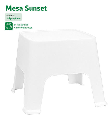 Banqueta Plastica Mesa Reforzada Sunset Gardenlife Color Blanco