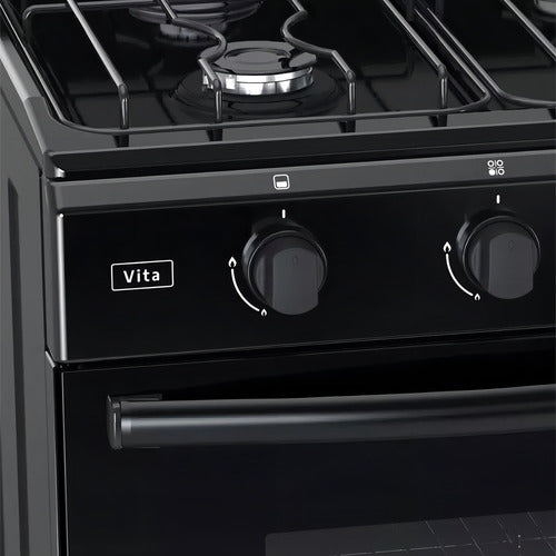 Cocina Multigas Ormay Vita Negra 4 Hornallas Horno Visor Negro