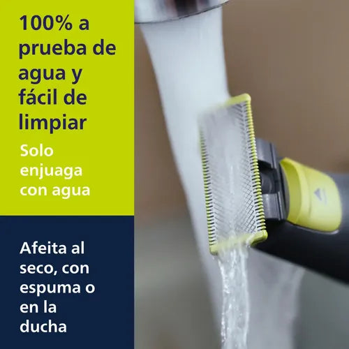 Afeitadora Philips Oneblade Pro Qp6532/10 - Peine Ajustable Con 12 Longitudes, 90 Min De Uso Continuo Y 100% A Prueba De Agua Negro
