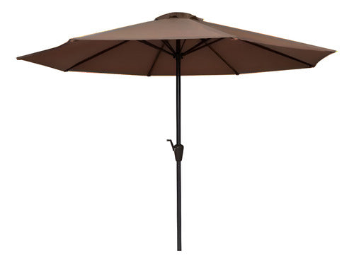 Sombrilla Central Playa Jardin De 2,7m Con Manivela Marrón Marrón Oscuro Lisa