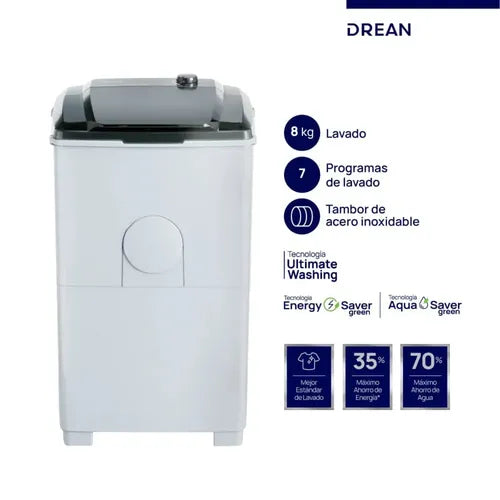 Lavarropas Semiautomatico Drean Ltdr87sb0 8kg Blanco Blanco