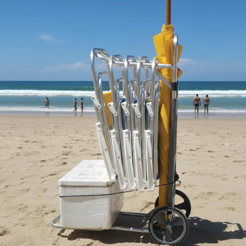 Carrito Playa Portatil Plegable Extensible Con Red Botafogo  Gris