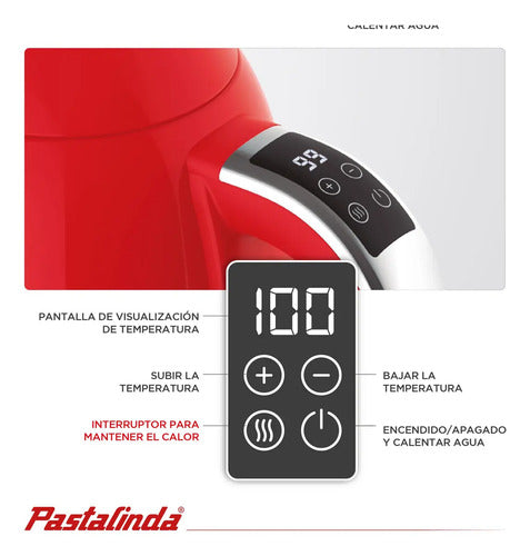 Pava Eléctrica Pastalinda Cucina Bollitore Roja Rojo