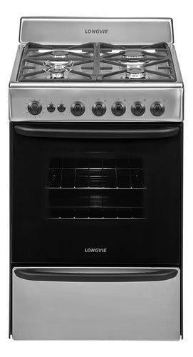 Cocina A Gas Longvie 13501xf 56cm Inox Cajón Parrilla Color Acero Inoxidable