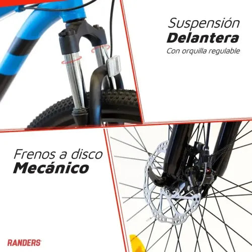 Bicicleta Rodado 29 Randers Bke-2129-le Aluminio Azul Negro Azul/negro M
