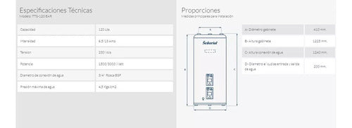 Termotanque Electrico Señorial Tts-120 Ear Color Gris Plata 120 Litros